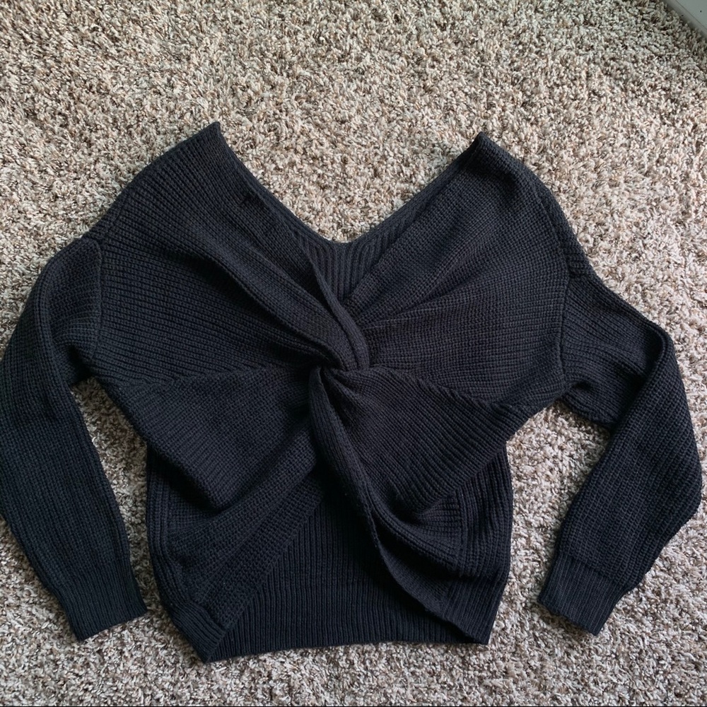 Twisted back knit sweater